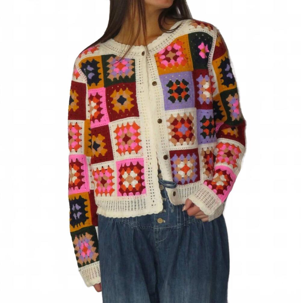 NEW APRICOT women's the patchwork party cardigan in multicolor
